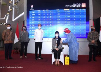 Tinjau Vaksinasi di Bursa, Presiden Harapkan Aktivitas Pasar Modal dan Perbankan Terlindungi