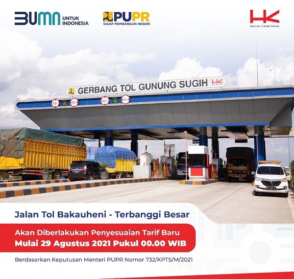 Mulai 29 Agustus, Hutama Karya Berlakukan Penyesuaian Tarif Jalan Tol Bakter