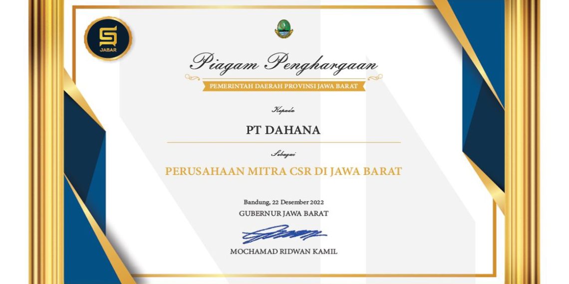 DAHANA Raih Penghargaan Perusahaan Mitra CSR Jawa Barat