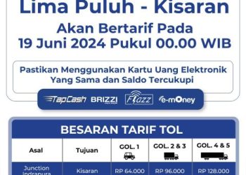 19 Juni, Hutama Karya Berlakukan Tarif pada Tol Lima Puluh – Kisaran