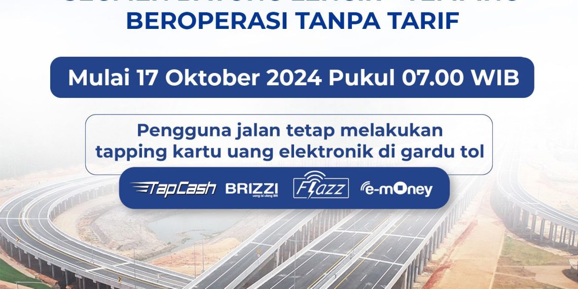 Jalan Tol Betung – Tempino – Jambi Seksi 3 (Segmen Bayung Lencir – Tempino) Tanpa Tarif Mulai 17 Oktober 2024