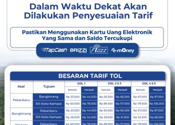 Segera Berlaku Penyesuaian Tarif. Tol Pekanbaru – XIII Koto Kampar