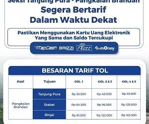 Berikut Besaran Tarif Tol Tanjung Pura – Pangkalan Brandan