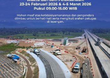 Pemasangan Girder Interchange Lubuk Alung, Tol Padang–Sicincin Terapkan Rekayasa Lalu Lintas di KM 18+998
