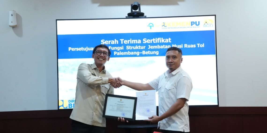 Hutama Karya Resmi Kantongi Sertifikat Persetujuan Laik Fungsi Struktur Jembatan Musi V Tol Palembang–Betung
