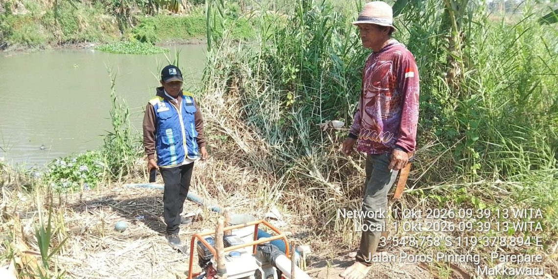 Pompa Alirkan Air untuk 15 Hektare Sawah di Pinrang